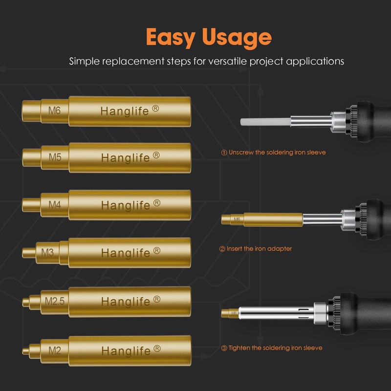 HANGLIFE Heat-Set Insert Tips for Threaded Inserts M2 M2.5 M3