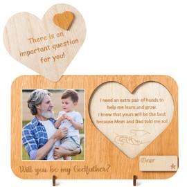 CJiangpo Will You Be My Godfather Proposal Gifts Wooden Godfather Picture Frame from Godchild Unique God Father’s Proposal Gift Ideas New Godfather Announcement Photo Frame Father’s Day Birthday Gift
