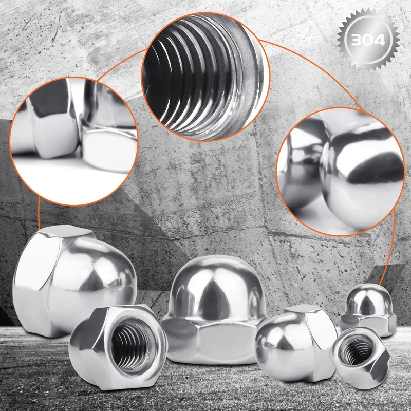 SWTYExt Pack of 100 M8 Cap Nuts Stainless Steel Cap