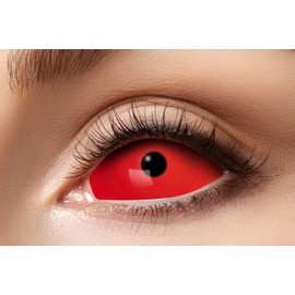 Zoelibat Eyecatcher - Red Eye - Red Sclera Contact Lenses 22 mm - 6-Month Lenses with Storage Container - Effective Halloween & Cosplay Lenses - Without Prescription