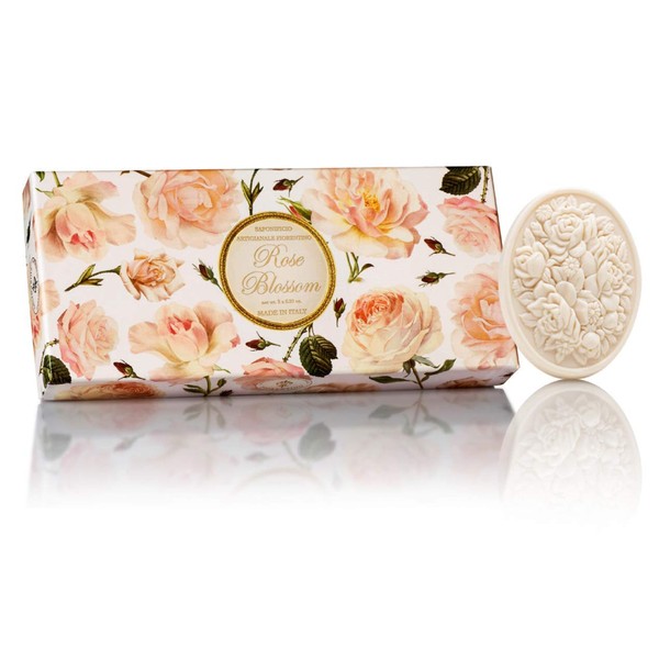 Rose Soap Oval 3 x 125 g Each Handmade Italian