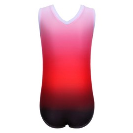 ZNYUNE Girls Gymnastics Sparkle Gradient Color Leotards for kids 3-14 Years 180 Red 8A