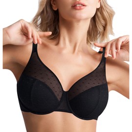 Minimizer Bras for Women Full Coverage Plus Size Bras with Underwire Support for Large Breasts, 40D, Black
