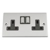 Double Plug Socket 2 Gang - Satin Chrome - Square