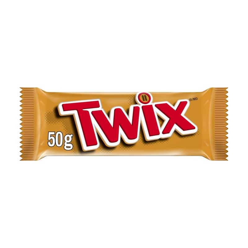 TWIX, Caramel Cookie Chocolate Candy Bar, Full Size Bar, 50g