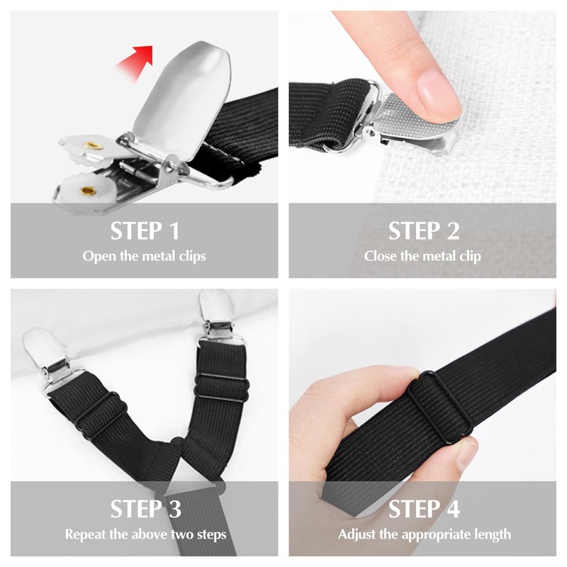 Bed Sheet Clips, Adjustable Fitted Sheet Straps, Triangle Bed Sheet