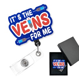 Cusrtyh,It's The Veins for Me Funny Phlebotomist Nurse Retractable Badge Reel with Alligator Clip, Gift fo Phlebotomy Nurse ICU ER Nursing Student Teacher Doctor RN LPN Nursing,YXZ045