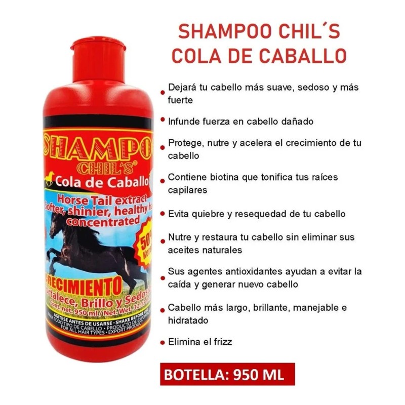 Shampoo Cola De Caballo Chil´s Sin Sulfato + Keratina 950ml