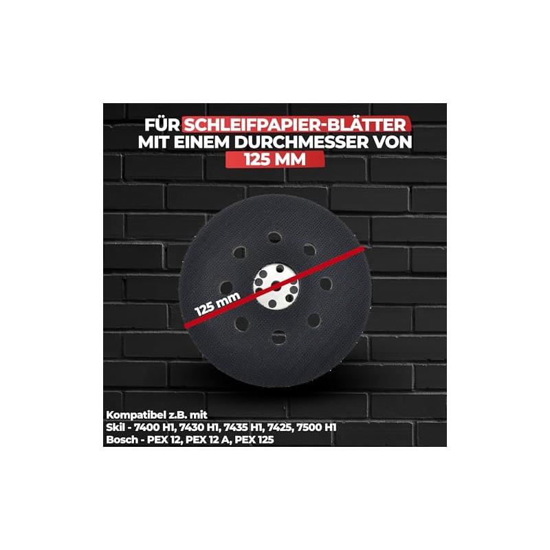 RIKAMA® Sanding Disc, Diameter 125 mm, Velcro, Suitable for Bosch/Skil,