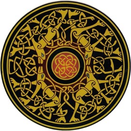Happylife Productions Celtic Dogs - Window Sticker/Decal (4.5" Circular)