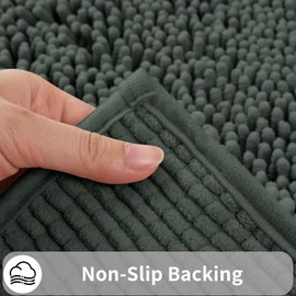 LUSCHEER Absorbent Chenille WC Toilet Rug Non-Slip U Shape Pedestal Mat Bath Mat, Extra Soft Fluffy Bathroom Toilet Mat for Floor, Quick-drying Machine-Washable, 50 x 50 cm, Grey