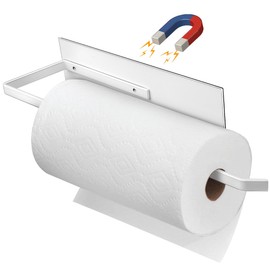 Magnetic Paper Towel Holder for Fridge, Toilet Paper Roll Holder Magnetic Paper Towel Rack Wall Mount Fridge Organizer for Paper Towels Rolls Bathroom Toilet Pantry RV Kitchen Organizers White