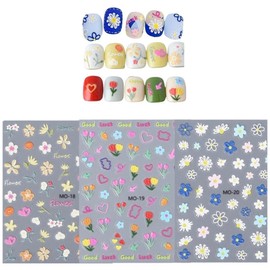 Byuse 3D emboss sticker spring collection nail sticker cost-effective 3 types, blue daisy, 1 pc / 바이유즈 3D 엠보스티커 스프링컬렉션 네일스티커 가성비 3종, 블루데이지, 1개