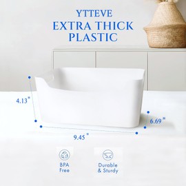 Small- 8 Pack White Plastic Storage Bins for Shelves, Closet Kitchen Storage Containers for Pantry Bathroom Office Organization Baskets, Cabinet Organizing Containers, White Organizer Bins for Shelves