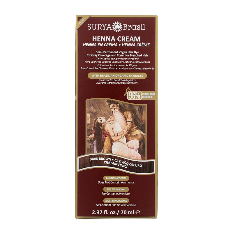 Surya Henna crema café oscuro 2.31 oz. (Paquete de 4)