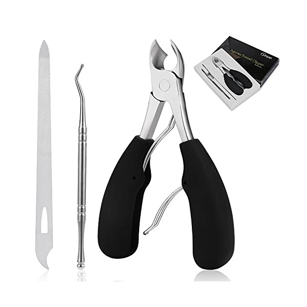 Podiatrist Toenail Clippers,YINYIN Professional Thick & Ingrown Toe Nail Clippers for Men & Seniors, Pedicure Clippers Toenail Cutters, Super Sharp Curved Blade Grooming Tool (Black)