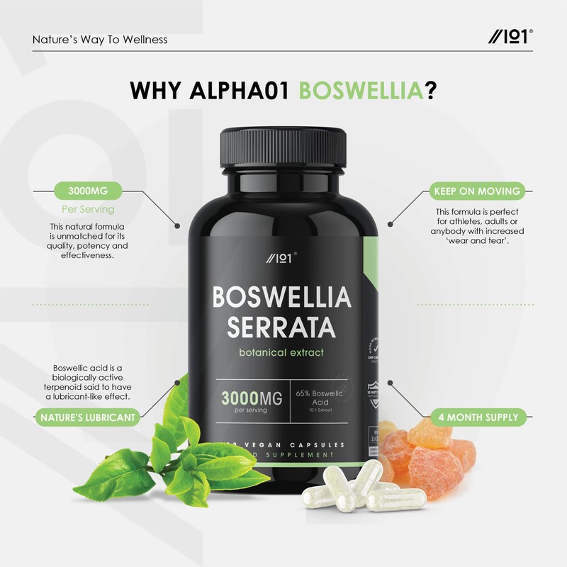 Boswellia Serrata Extract 3000mg - Raw Indian Frankincense - No