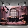 Pink Halloween Pumpkin Background - Spooky Photography Backdrop for Prom,