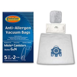 EnviroCare Replacement Allergen Vacuum Cleaner Dust Bags made to fit Miele AirClean 3D Canisters Style GN 5 Pack with 2 Filters