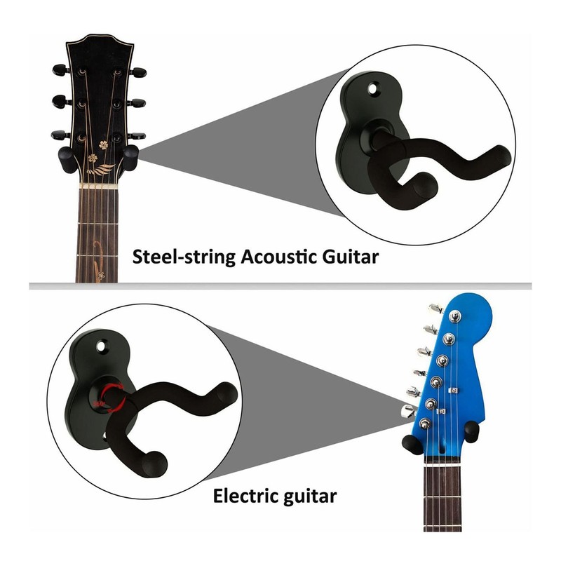 2PCS Guitar Wall Mount Hanger Metal Multifunctional Guitar Hangers Hook