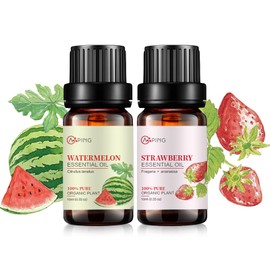 Strawberry & Watermelon Essential Oils - 100% Pure Organic Natural Plant Oils for Diffuser, Aroma, Spa, Massage, Yoga, Perfume, 2x10ML