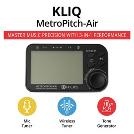 KLIQ MetroPitch - Metronome Tuner for All Instruments - with Guitar, Bass, Violin, Ukulele, and Chromatic Tuning Modes (MetroPitch-Air, Black)