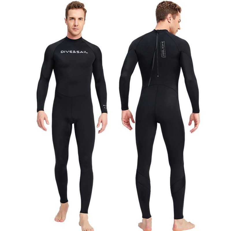 Men One Piece Swimsuit with Back Zipper Quick Dry Long