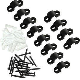 Wire Shelf Loop Clips 12Pcs Small Shelf Clips with Screws Expansion Tubes for Wire Shelving – Black