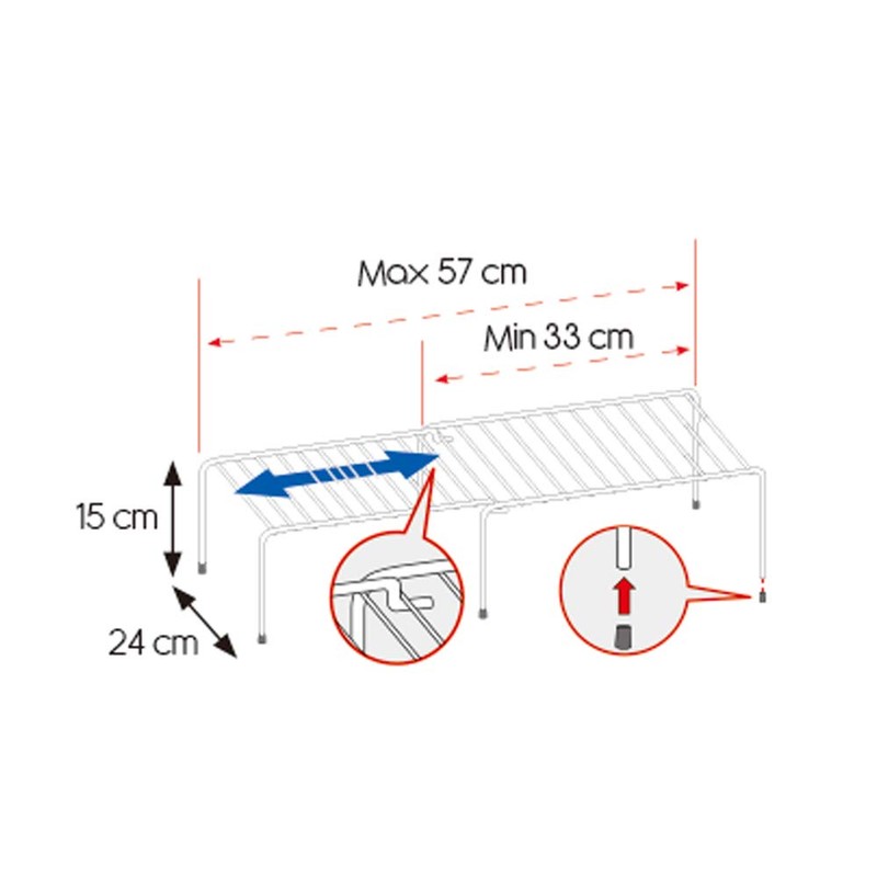 Metaltex Plate, Stainless Steel, Silver, 24 x 15 x 33-57