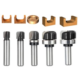 SICWOOD 5PCS Bowl & Tray Template Router Bit Set 1/2 Inch Shank, Cove Juice Groove Router Bit, Carbide Tipped Circle Round Nose Cutting, Ideal for Making Wood Bowls, Trays, Boxes, Board Troughs