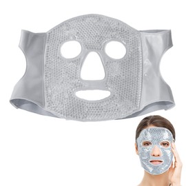 HAMKU 1 Artikel Kühlmaske Gesicht, kühlende kopfmaske, ice mask, augenkühlmasken nach op, Beidseitig anwendbar, Mit hochwertigem Gel Kühlpads Gesicht Kühlende Gesichtsmaske(grau)