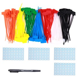LC LICTOP Colorful Sign Tag Nylon Ties 0.6"x1.0" Tag Board with 0.12"x5.9" Self locking Zip Tie For Network Cable Power Cords Wire Management Cabling Projects 250Pcs