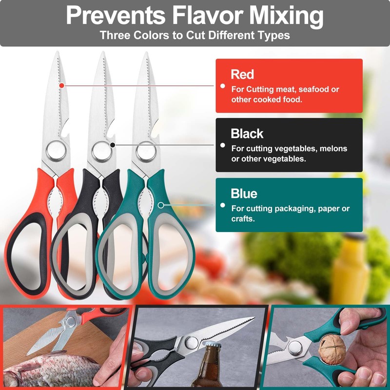 3-Pack Kitchen Scissor All Purpose Kitchen Shears Heavy Duty Scissors
