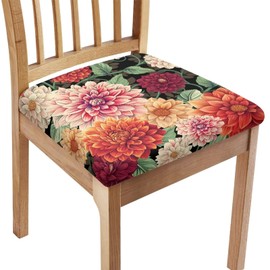 Wanzuoeng Soft Comfy Chair Seat Cover for Dining Room, Boho Mandala Flower Print Chair Seat Cover for Kitchen Chair, Universal Stretch Furniture Protector Slipcovers for Dining Chair