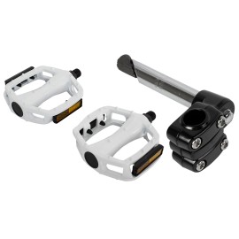 PRO+ 4-Bolt 21.1mm BMX Stem Black & Alloy Pedals 9/16 in White