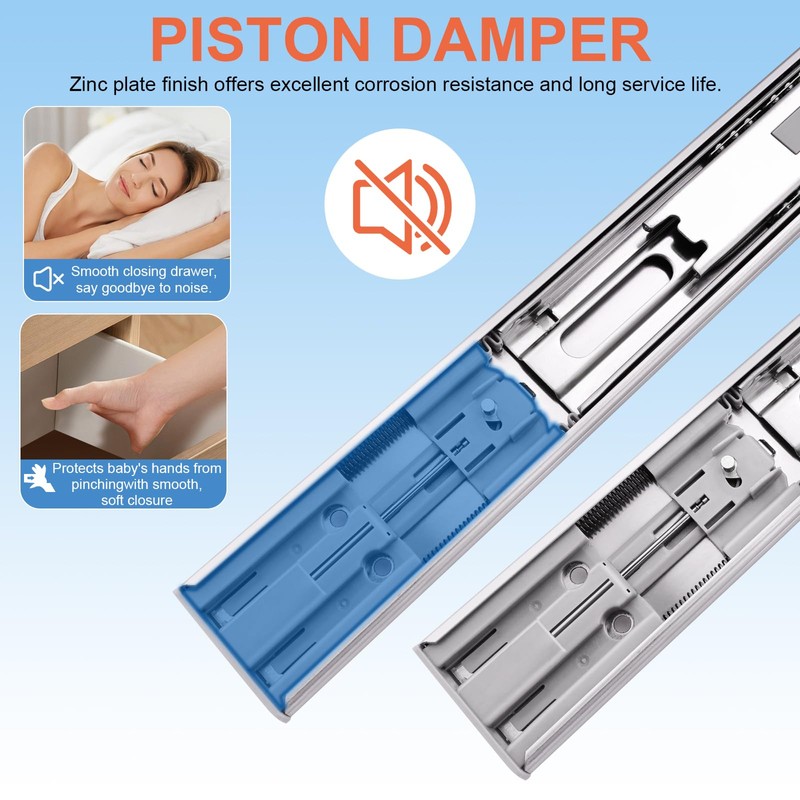 12 inch Drawer Slides 1 Pairs (2pcs) Soft Self Close