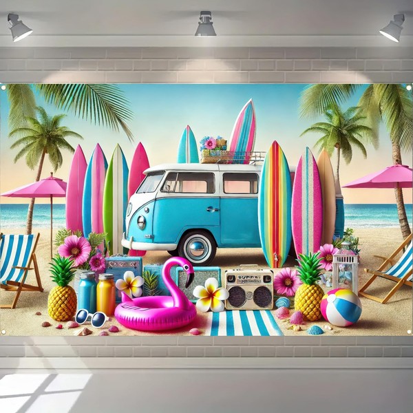 BlissYard Summer Hawaiian Backdrop Banner Summer Beach Themed Decoration 71