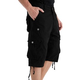 JAWERU Cargo Shorts for Men Multi Pockets Mens Shorts Below Knee Casual Hiking Summer ShortsBlack 32