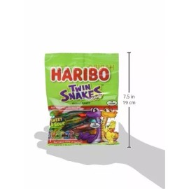 Haribo of America Twin Snakes Gummi Candy Sweet & Sour Flavors 5 Ounce (12-Bags)