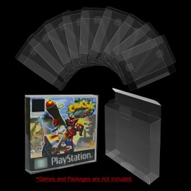 ASTONEY 10 Pcs Clear Box Protectors Case for PS1 Games, Premium Quality Clear Plastic Case Clear Display Cases Sleeve Protector Scratch Resistant Clear Case Anti- Dust/Scratch