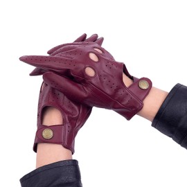 Riparo Men's Vegan Leather Full-finger Driving Touchscreen Gloves (X-Small, Dark Red)