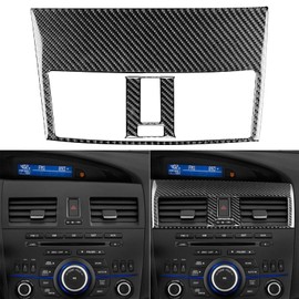 NVCNX Real Premium Carbon Fiber Compatible with Mazda 3 2010 2011 / Mazdaspeed 3 2010 Sedan Hatchback Accessories Car Dash Center Air Vent Panel Cover Interior Trim 2PCs Black