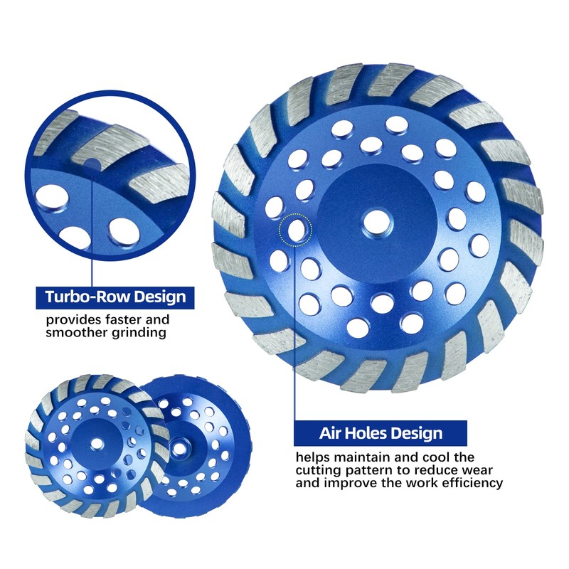 SALI 7 Inch 2pcs Concrete Grinding Wheels 20 Turbo Diamond