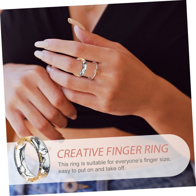 SAFIGLE Resin Gold Foil Ring Set for Women Stacking Ring