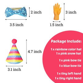 Generic 6 Pcs Cat Birthday Hats with Glittery Bow Tie Collars and Tiny Teaser Hands Party Headwear for Cats and Dogs Party Supplies for Puppies and Kittens Pet Holiday Decoration Costume Accessories