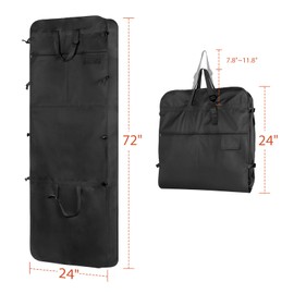 Univivi Wedding Dress Bag, 72 Inch Dress Bags Covers Long Bridesmaid with 4 Zip Pockets Garment Travel Bag Dance Costume Carrier with Adjustable Handles Dress Carriers for Ladies for Travel - Black