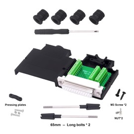 YARCHONN DB25 Female Solderless Connector Breakout Board RS232 D-SUB 25 Pin Serial Adapter Terminal Block with Case (Female)