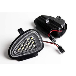 HYPERSPEED White LED Clear Lens Under Side Mirror Puddle Lights Lamp Assembly 2PCS Compatible with Volkswagen Golf GTi MK6 2010 2011 2012 2013 2014, Car Mods Accessories Replacement Parts Assembly
