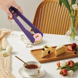 3 Sizes Toaster Tongs, Blue Multifunctional Bread Clip Anti Slip Food Clamps Heat Resistant Kitchen Baking Tools Space Saving Modern Utensils Gifts for Toaster Salad BBQ Vegetable Home Restaurant