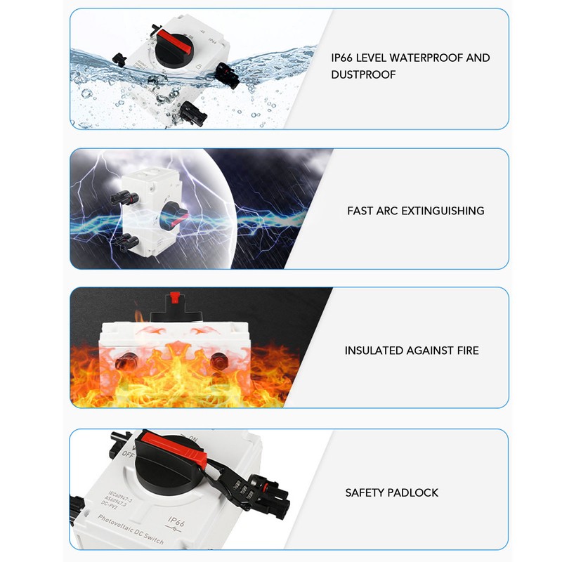 DC1200V 40A PV DC Disconnect Switch IP66 Waterproof 4P DC